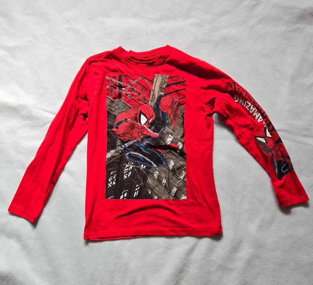 Spider Man Boy's Long Sleeve T-shirt, June 2024, Large (10/12), Red, Marvel